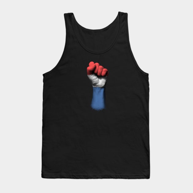 Flag of Netherlands on a Raised Clenched Fist Tank Top by jeffbartels